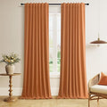 Guken Orange 100% Blackout Linen Curtains 108 Inch Length 2 Panels Set by Guken