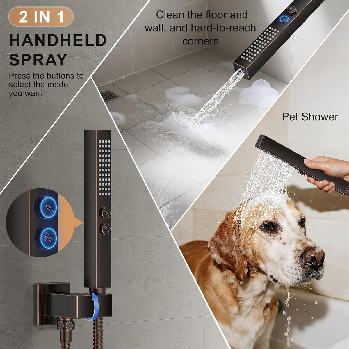Rain Shower System 12"&6" Shower Heads Wall Mount Shower Faucet Set