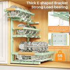 PXRACK Under Sink Organizer, 1-Pack 3-Tier Height Adjustable Thickened Metal Pull out Cabinet Organizer Shelf, Slide out Storage Drawer Rack for Bathroom Kitchen Pantry Home Organization, Green