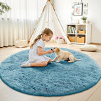 OLANLY Slate Blue Round Rugs for Bedroom - Image 3
