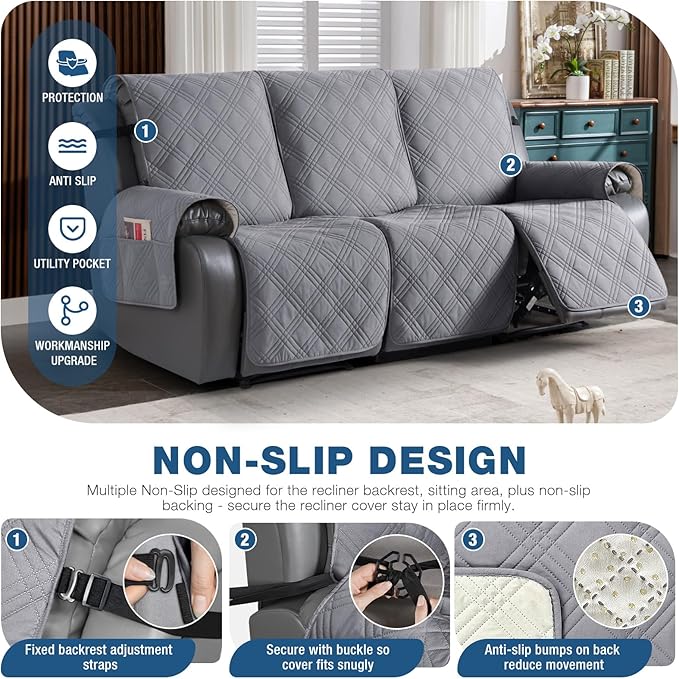 TAOCOCO 100% Waterproof Recliner Sofa Cover, Non Slip Split Couch Covers - Image 4