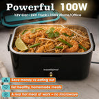TRAVELISIMO Extra-Large Electric Lunch Box For Adults Holds up to 8 Cups - 100W Heated Lunch Box For Men 1.8L, Portable Food Warmer for Travel & Work, Loncheras Electricas Para Calentar Almuerzo