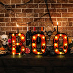 Zimati Halloween Decorations Indoor Boo Sign Mantel Decor, 8.5 in
