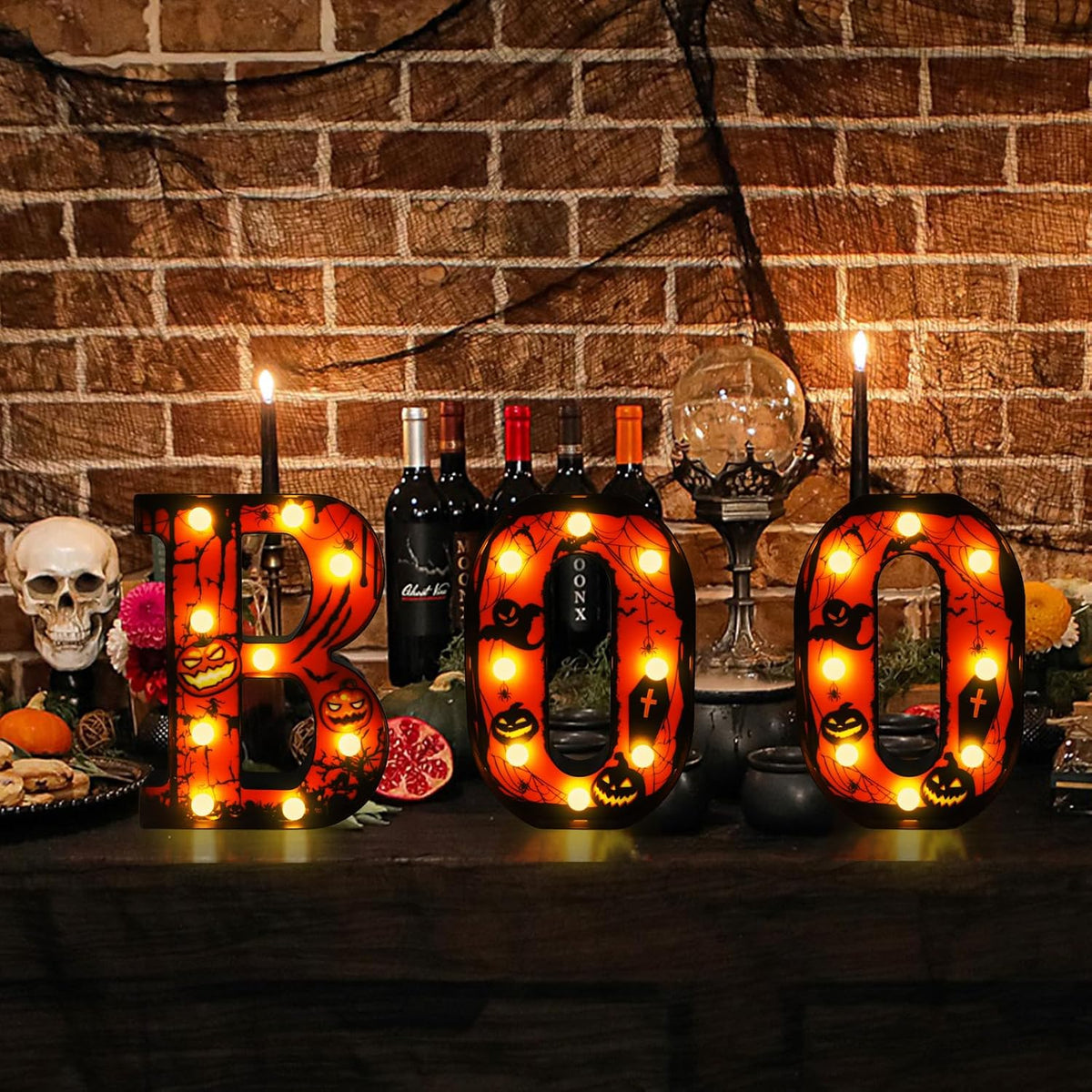 Zimati Halloween Decorations Indoor Boo Sign Mantel Decor, 8.5 in