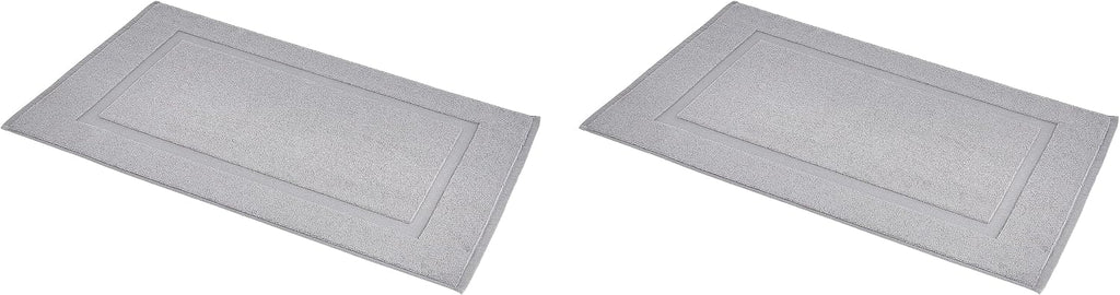 Amazon Basics Banded Bathroom Bath Rug Mat, Machine Washable, 100% Cotton, 31" x 20", Powder Gray (Pack of 2)
