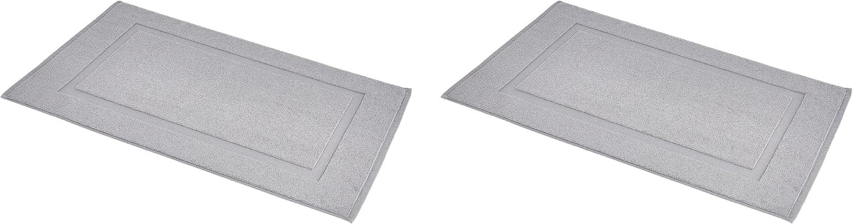 Amazon Basics Banded Bathroom Bath Rug Mat, Machine Washable, 100% Cotton, 31" x 20", Powder Gray (Pack of 2)