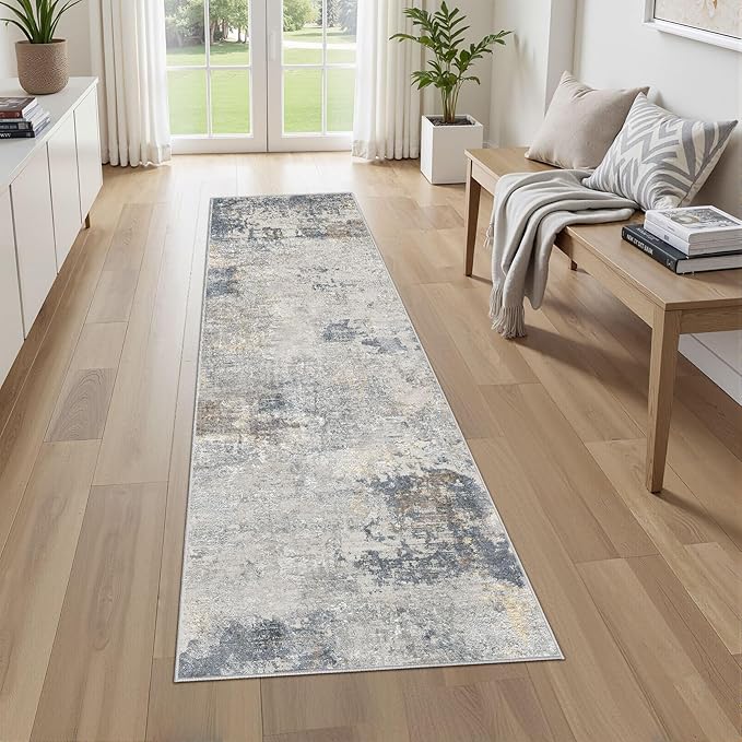 2X8 Washable Runner Rug for Hallway: Soft Neutral Modern Abstract Area Rug - Image 7