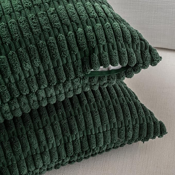 Fancy Homi 4 Packs Hunter Green Decorative Throw Pillow Covers 16x16 Inch - Image 3