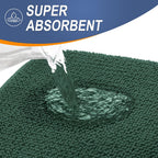 OLANLY Memory Foam Small Bathroom Rugs 24x16, Absorbent Mat, Blackish Green
