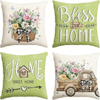AVOIN colorlife Bless Our Home Eucalyptus Leaves Throw Pillow Covers, 16 x 16 by AVOINcolorlife