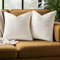 Mecatny Boho Outdoor Throw Pillow Covers 18x18 Set of 2 Beige & Cream White