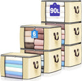 90L Large Storage Bags, 6 Pack Clothes Storage Bins Closet Organizers