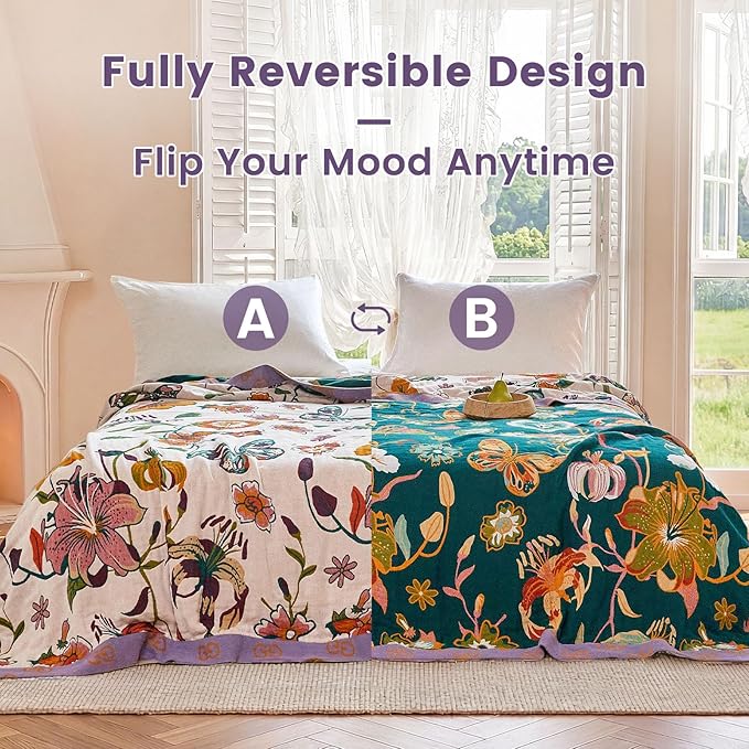 MSGKV Boho Throw Blanket 60"x80" Floral Blanket - Image 4