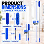 Bendable Microfiber Duster with Extension Pole, Up to 100-Inch Reach