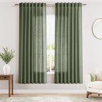 Nanspring Olive Green Linen Curtains by Nanspring
