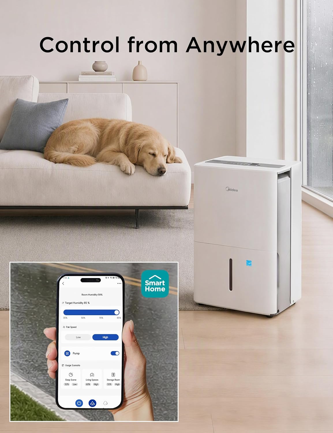 Midea 22 Pint Dehumidifier for Basement, 1,500 Sq. Ft, Energy star