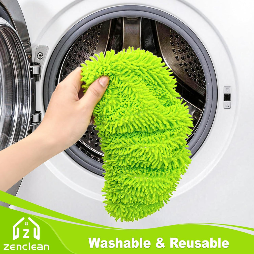 Reusable Microfiber Mop Pads 4 Pack Compatible with SwifferSweeper XL Mop for Wet & Dry Floor Cleaning (Green)