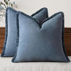 MIULEE Decorative Throw Pillow Covers Neutral Linen Fringe Throw Pillows Set of by MIULEE