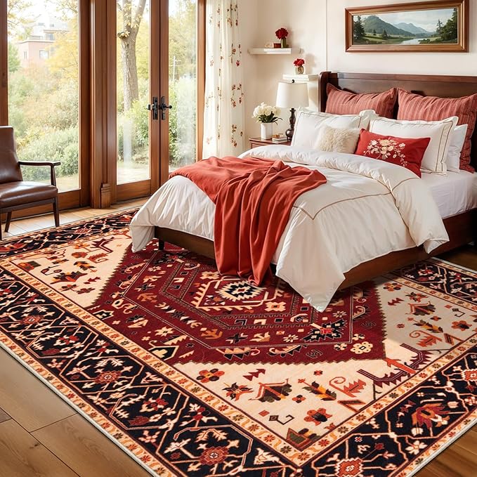 SERISSA 5x7 Boho Area Rug, Washable Non-Slip Rugs - Image 3