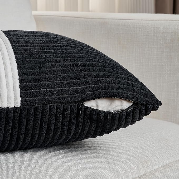 Fancy Homi Set of 2 Black White Decorative Throw Pillow Covers 20x20 Inch - Image 4