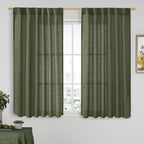 LAMIT Olive Green Light Filtering Linen Curtains 54 inches Long by LAMIT