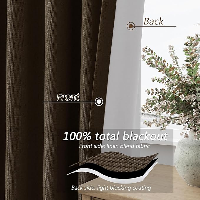 Guken 100% Blackout Curtains 120 Inch Length 2 Panels Set - Image 4