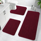 OLANLY Chenille Bathroom Rugs Sets 3 Piece, 30"x20"+24"x16"+24"x20", Grey