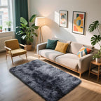 Shag Area Rug for Bedroom 3x5, Tie-Dyed Black Fluffy Area Rugs for Living Room - Image 5