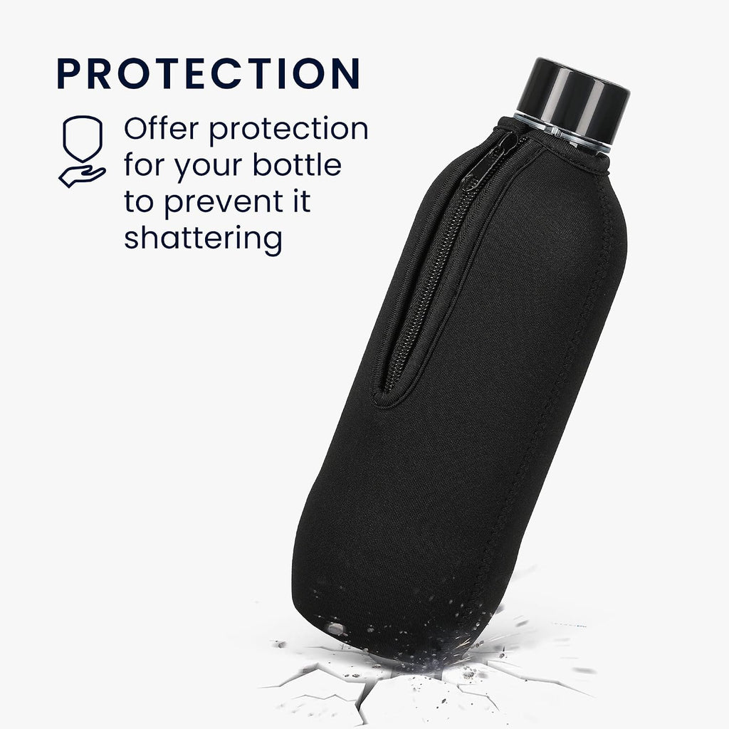 kwmobile 2x Neoprene Cover for SodaStream Bottle Cooler - Protective Sleeve with Zip, Glass Carafe Protector, Insulated Wrap in Black/Blue