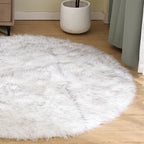 Goolela Round Sheepskin Area Rug 6ft Fluffy Circle Faux Fur Rug - Image 2