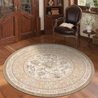 GarveeHome Pinkish Brown Botanical Grove 4ft Round Rug, Small Circle Vintage - Image 3