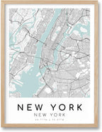 New York Map Framed Wall Art, Minimalist Canvas Print, 12x16