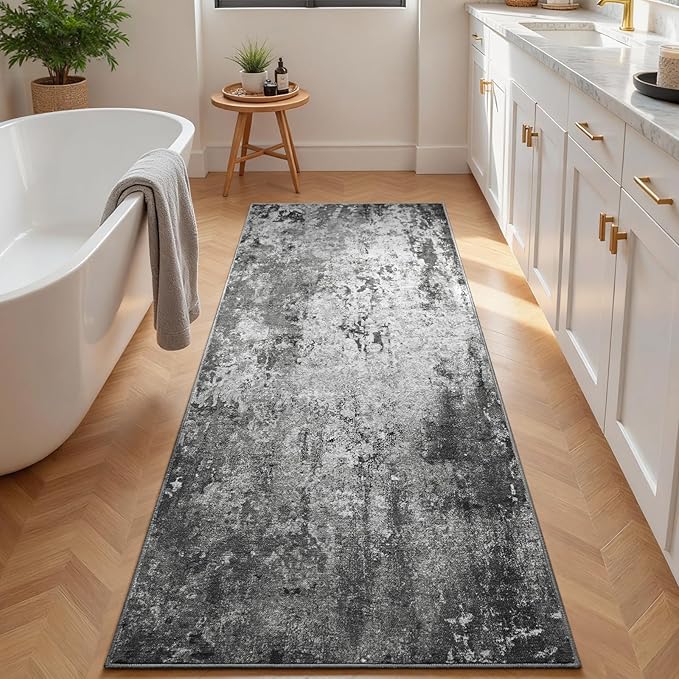 2x6 Black Rug Runners for Hallways Kitchen Runner Rug Non Slip Washable Black - Image 3