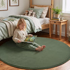 Amearea Sage Green Round Area Rugs 4ft Washable Circle Rugs - Image 4