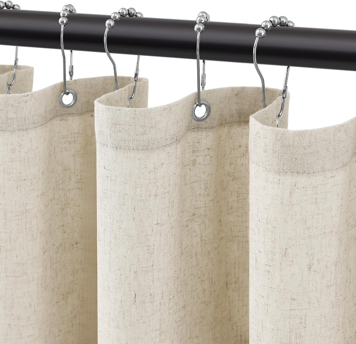 Jowels Natural Linen Fabric Shower Curtains for Bathroom, 72x78