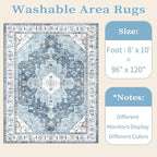 SERISSA Boho 8x10 Area Rugs Blue, Washable Vintage Large Living Room Rug - Image 7
