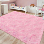 Tie-Dye Pink Soft Shaggy Fluffy Rug by JiaoBaba