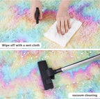 3'x3' Rainbow Round Rugs for Girls Bedroom, Ultra Soft Fluffy Circle Rug for - Image 4