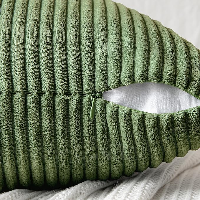 MIULEE Moss Green Decorative Euro Sham Pillow Covers 24x24 Inch - Image 3