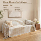 Carriediosa Herringbone Striped Chenille Couch Cover Blanket for Sofa