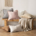 MIULEE Valentines Decorative Throw Pillow Covers Neutral Linen Fringe Throw - Image 7