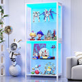Display Cabinet with Glass Shelves, 4-Tier Display Shelf, White
