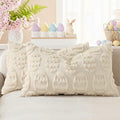 decorUhome Easter Beige Egg Pillow Covers 12x20 Inch Set of 2, Soft Plush Faux by decorUhome