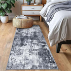 KOZYFLY Modern Abstract Runner Rug 2x6 Washable Grey/Black/Black Runners - Image 8