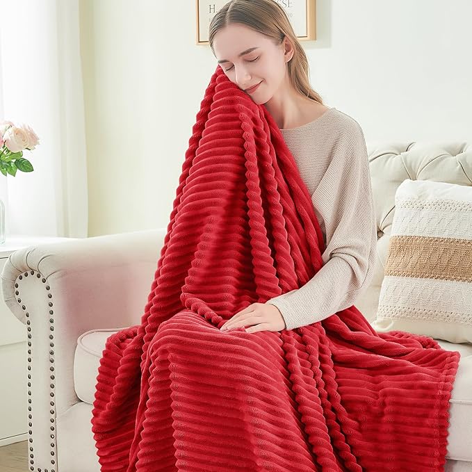 BEDELITE Fleece Blanket Queen Size – 3D Ribbed Jacquard Soft and Warm - Image 3