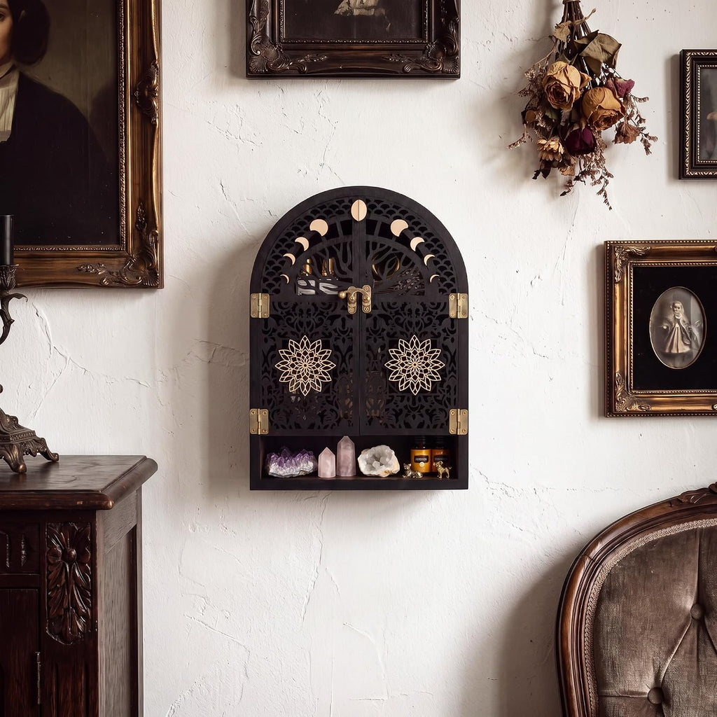 Crystal Display Shelf, Trinket Shelf, Gothic Decorative Wall Shelves