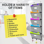 Over the Door Wall File Organizer, Hanging File Folders Organizer with 5 Large Pockets for Office and Back to School Supplies, Papers, Charts, Mails, Magazine Storage and Organization