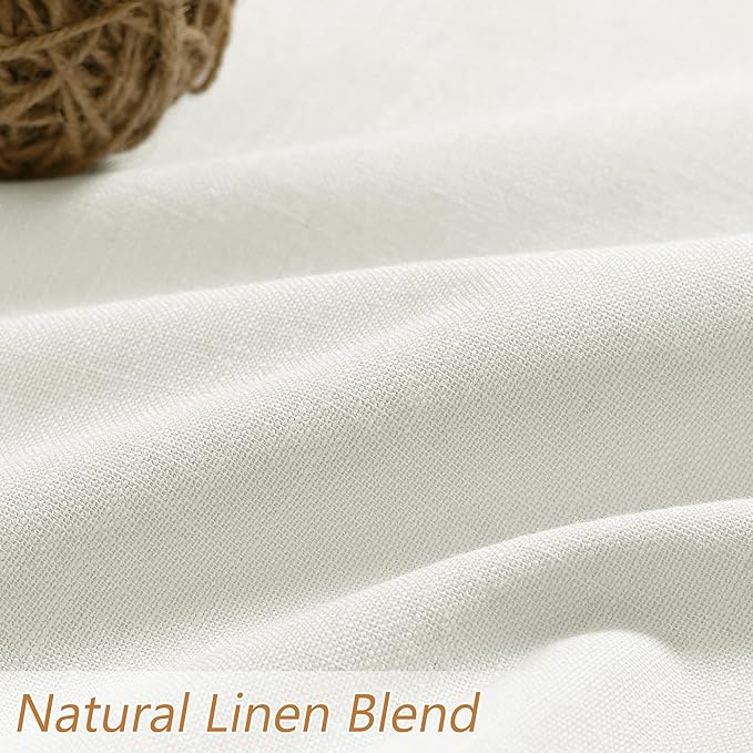 Guken Ivory 100% Blackout Linen Curtains 42 Inch Wide by 84 Inch - Image 3