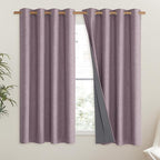 NICETOWN Chaise Mauve Vintage Linen 100% Blackout Curtains - Image 2