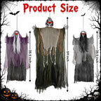 3PCS Scary Hanging Ghosts with Glowing Eyes, Light-Up Halloween Ghost Decorations, Outdoor/Indoor Decor for Graveyard, Haunted House, Yard, Patio, Lawn, Garden & Spooky Party Props